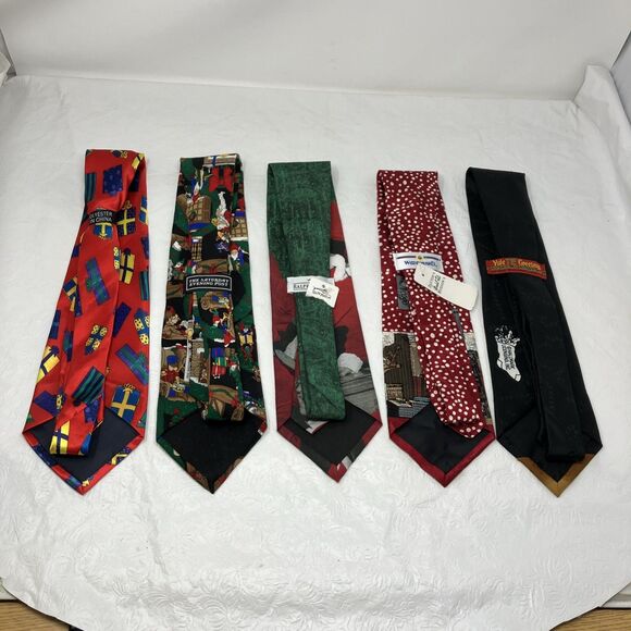 Christmas Ties Santa Claus Holiday Necktie Bundle Festive Lot Of 5 Santa Tree + - Picture 4 of 10